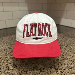Flat Rock Speedway Hat Cap Snapback Adjustable White Red Motorsport